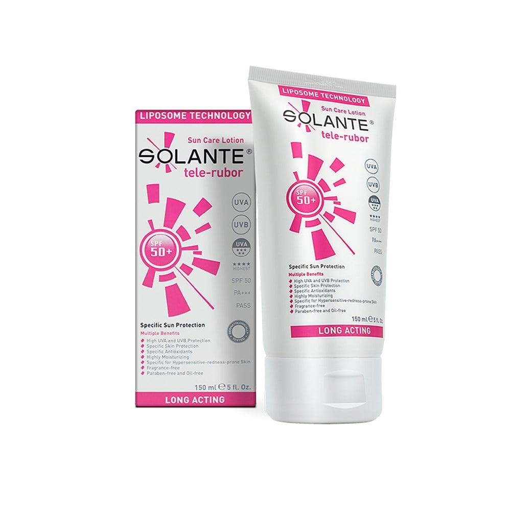 Solante Tele-Rubor SPF 50+ Sunscreen for Sensitive Skin &amp; Rosacea - 5.07 fl oz, Hypoallergenic &amp; Anti-Aging