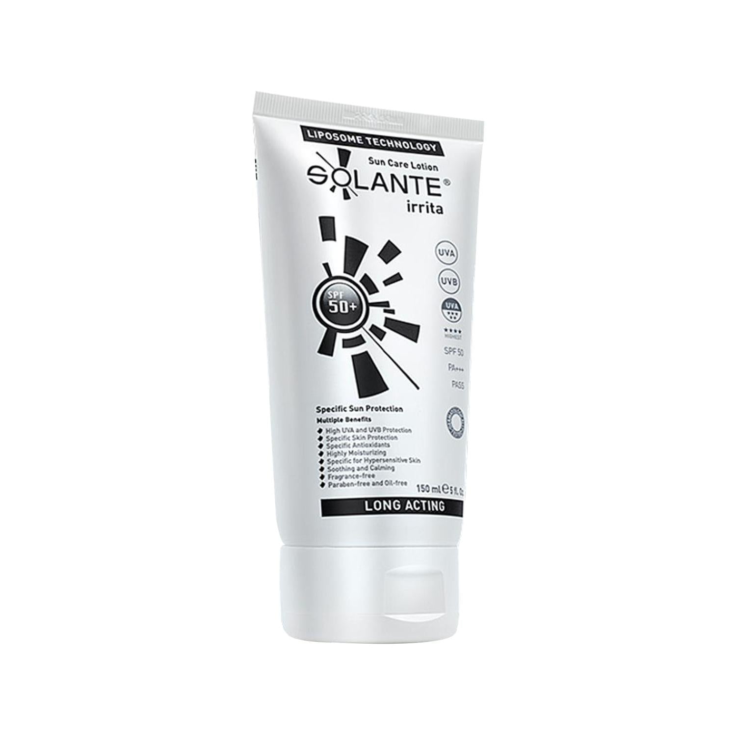 Solante Irrita SPF 50+ Sunscreen Lotion: Ultimate UVA/UVB Protection for Sensitive Skin | Prevents Sunburn, Aging, &amp; Skin Cancer