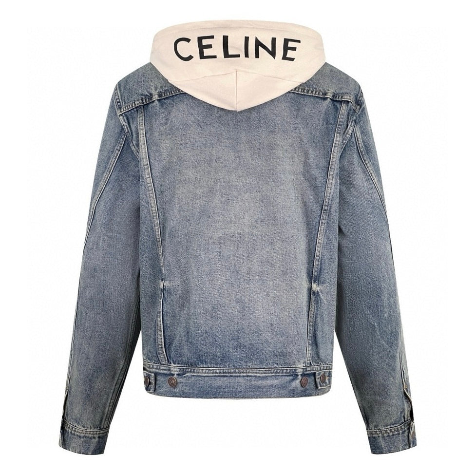 CELINE Washed Grey Denim Jacket – Casual Single-Breasted