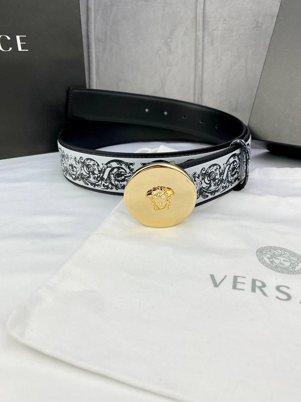 Versace MEDUSA BIGGIE ENAMEL LEATHER BELT