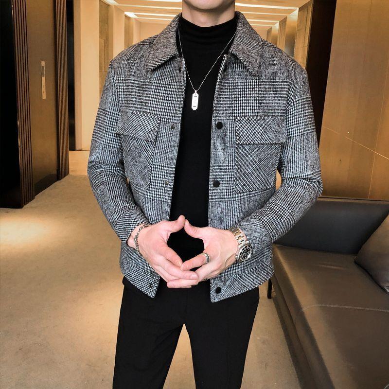 Mens Woolen Jacket Short Overcoat