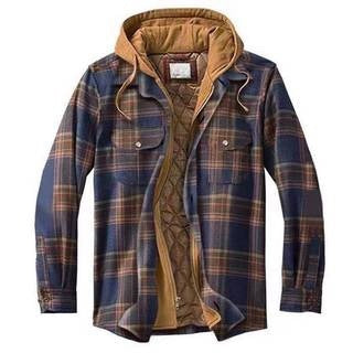 Thickened Cotton Plaid Long Sleeve Hooded Jacket