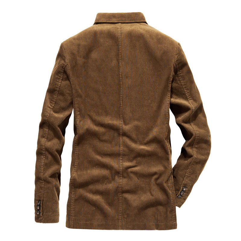 Mens Corduroy Suit Jacket Retro Casual Blazer