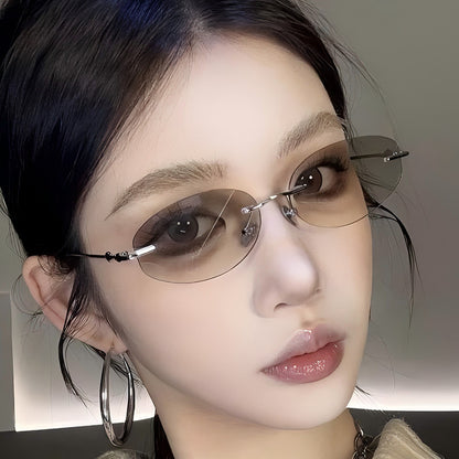 Frameless Oval UV400 Sunglasses