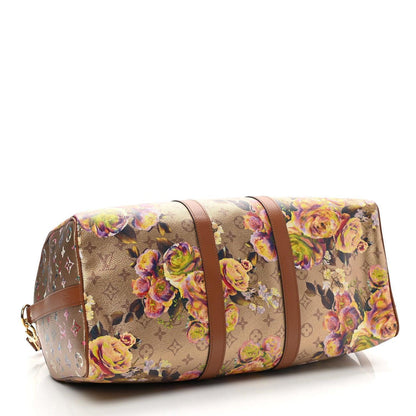 Louis Vuitton Metallic Monogram LV Garden Keepall Bandouliere 45 Gold