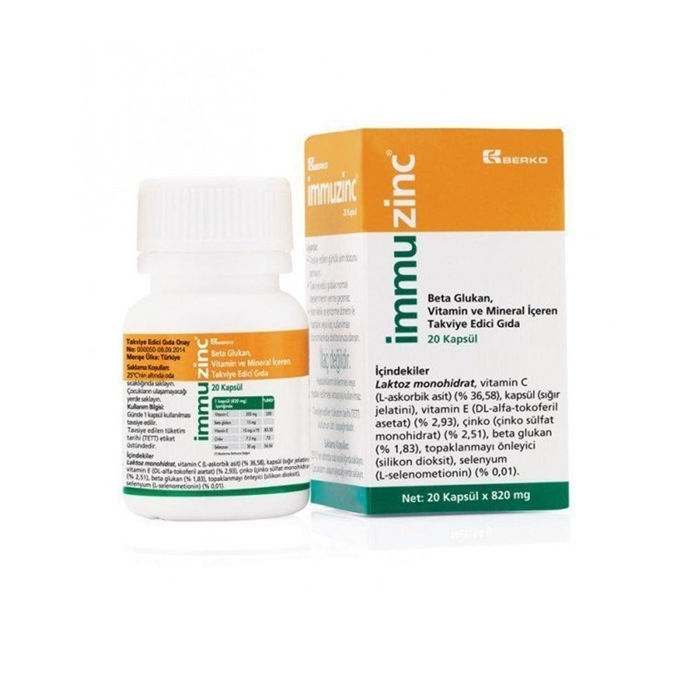 _mmuzinc Immune Support Supplement - 20 Capsules with Vitamin C, Beta Glukan &amp; Antioxidants