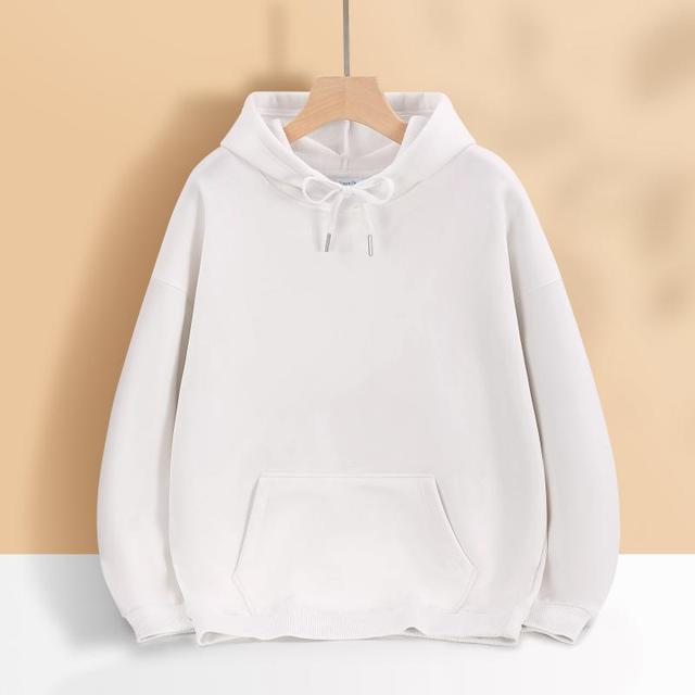 Mens Womens Drop Shoulder Hoodie Casual Fleece Lined Solid Color Sweatshirt