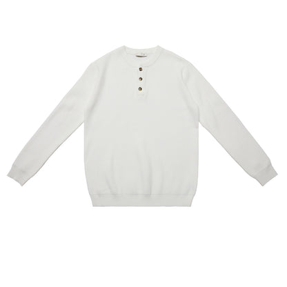 Ribbed Henley Collar Knit Sweater