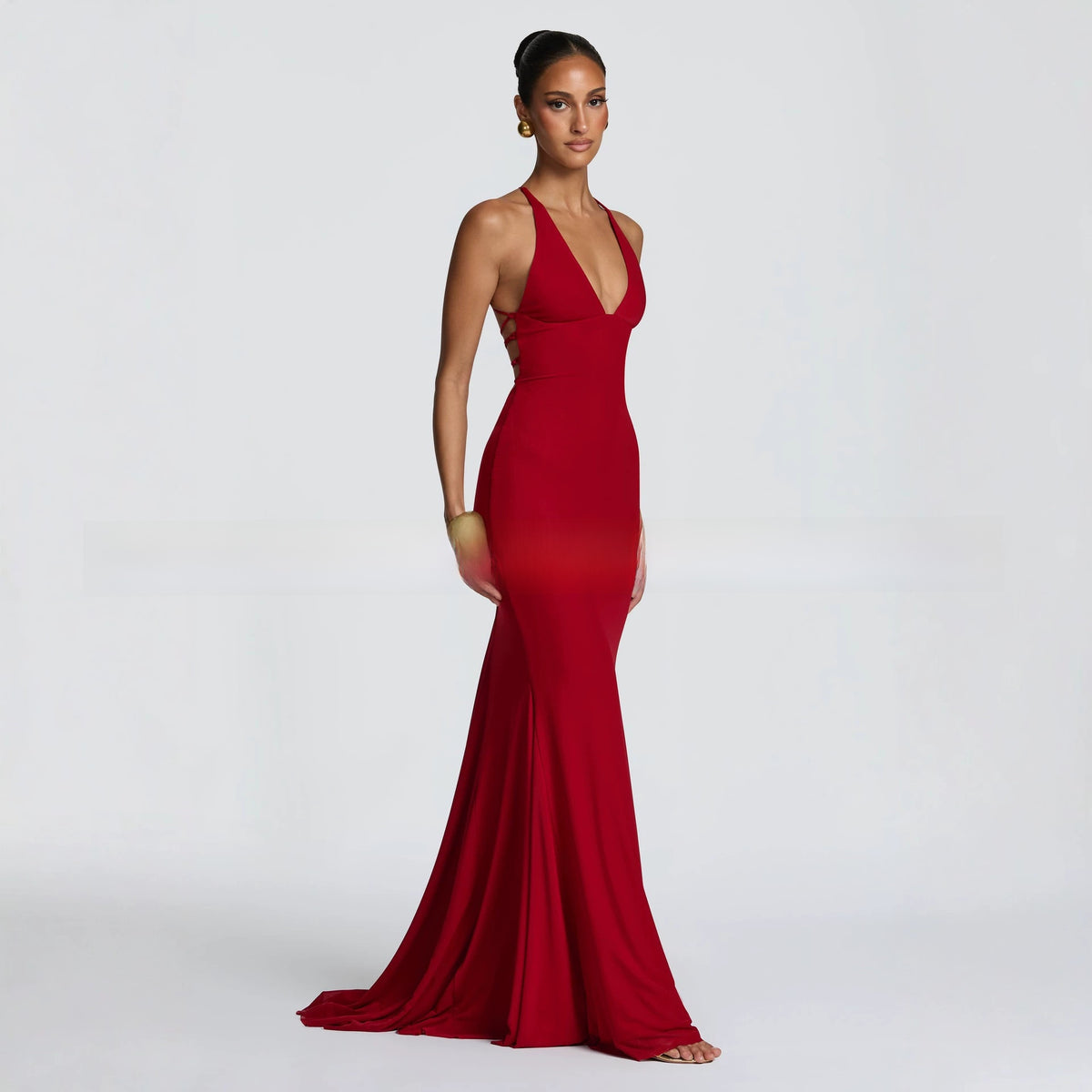 V-Neck Bodycon Fishtail Evening Dress