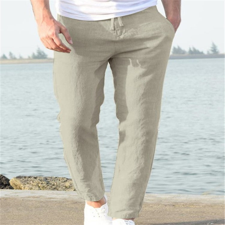 Mens Cotton Linen Casual Pants
