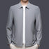 Mens versatile casual lapel jacket in dark gray with patch pockets for spring and autumn