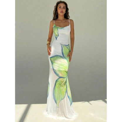 Gradient Print Backless Dress
