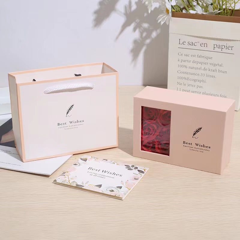 Rose Themed Jewelry Gift Box with Card