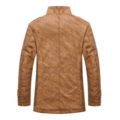 Mens PU Leather Jacket Winter Coat