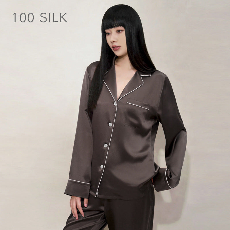 Women?s high-end 100% mulberry silk loungewear set with built-in bra pads.