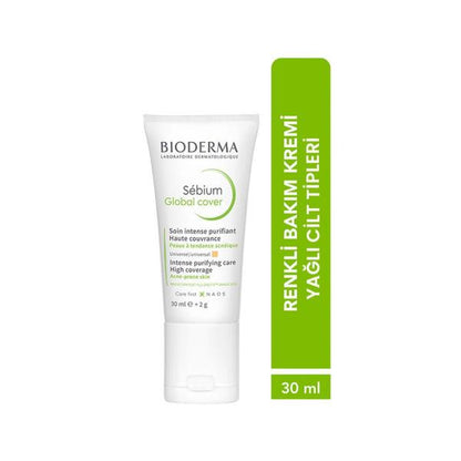 Bioderma Sebium Global Cover - 12hr Acne Coverage &amp; Moisturizing Cream for Oily Skin