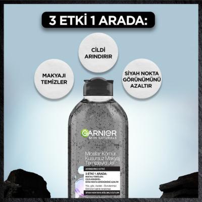 Garnier Micellar Cleansing Gel: Charcoal &amp; Salicylic Acid - Gentle Makeup Remover for Acne Prone Skin, Blackhead Removal, Pore Cleansing - 400ml