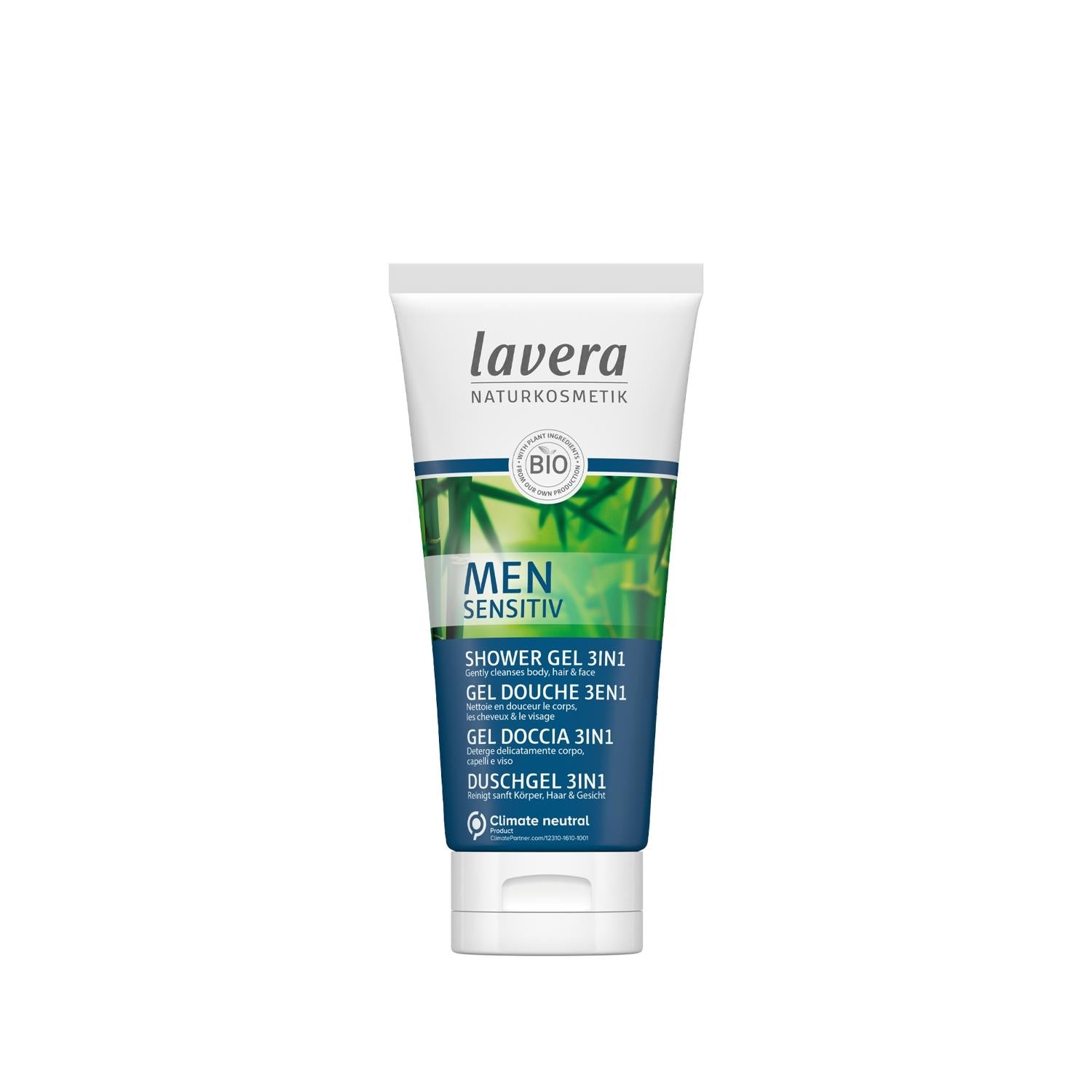 Lavera Men Sensitiv: Organic 3-in-1 Shower Gel for Sensitive Skin - Natural Body, Hair &amp; Face Wash - Simplify Your Routine.