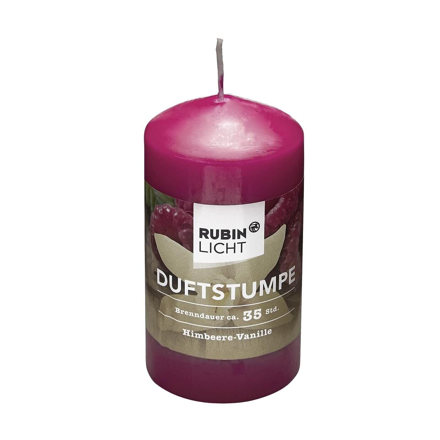 Rubin Licht Raspberry &amp; Vanilla Scented Pillar Candle 110x60mm