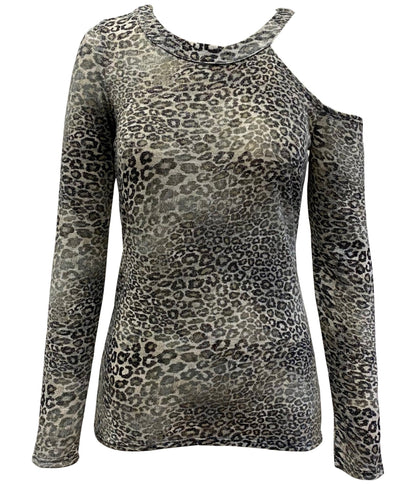 Inc Asymmetrical Animal-Print Top, Size Large