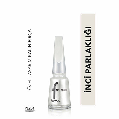 Flormar Pearly Intense Pigmented Nail Polish - Luxury White | 0.34 fl oz