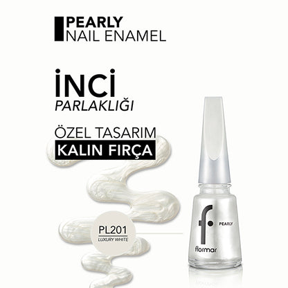 Flormar Pearly Intense Pigmented Nail Polish - Luxury White | 0.34 fl oz