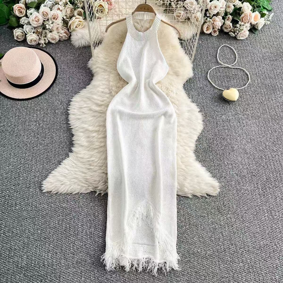 Knitted Tassel Halter Neck Bodycon Dress