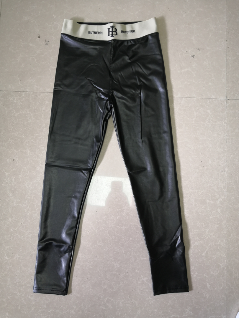 Buchstaben-Grafikgürtel Kunstlederhose Leggings Damen High Waist Damenhose