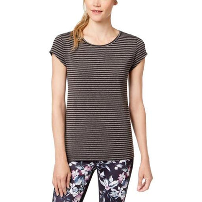 Ideology Womens Striped Cut-Out T-Shirt
