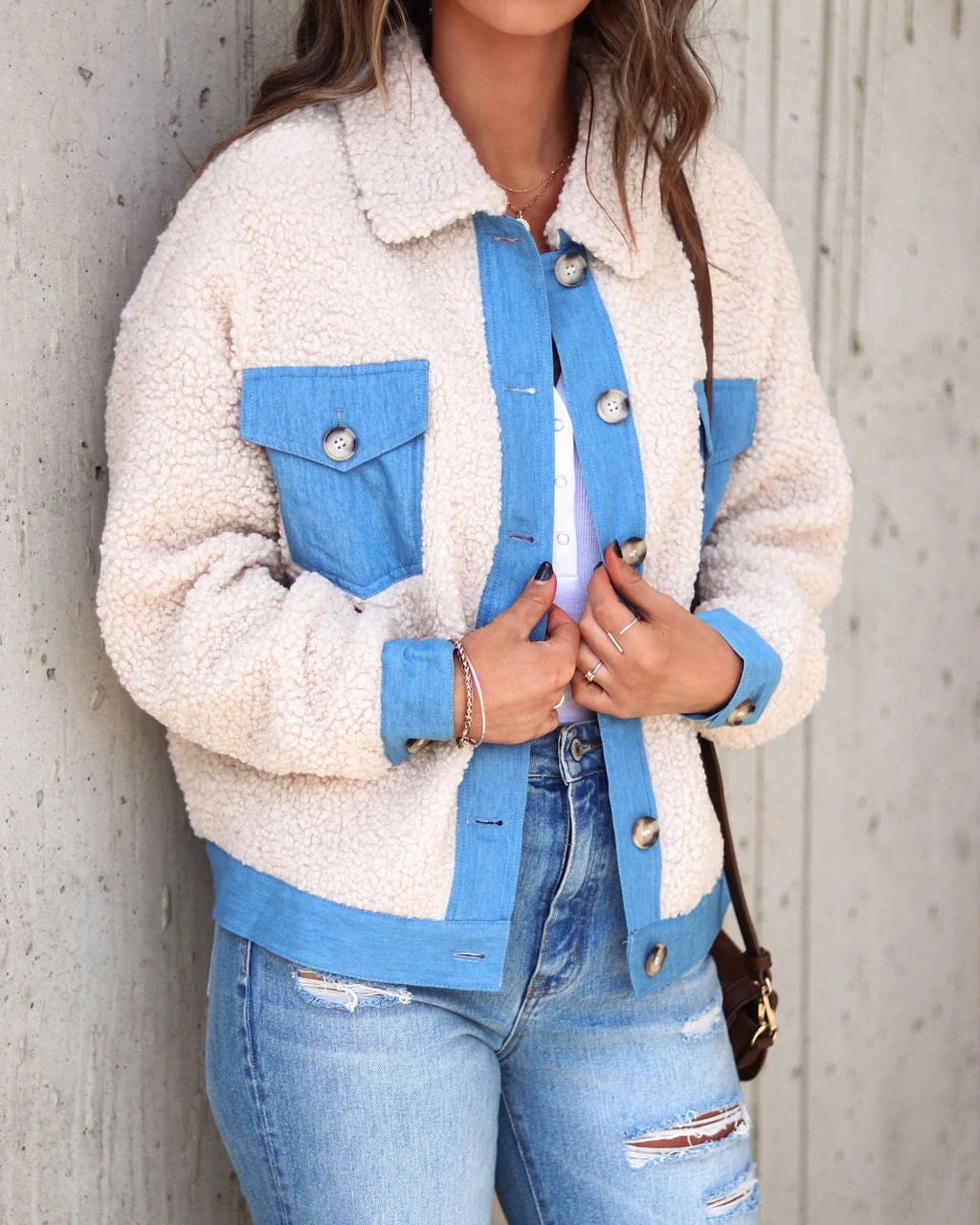 Herbst Winter Einfache Neue Mao-Jeansjacke Damen