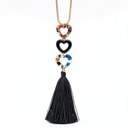 Inc Gold-Tone Resin Heart and Tassel Pendant Necklace, 30 + 3 Extender