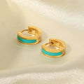 Women Titanium Steel Earrings Jewelry Gold Colorful Oil Necklace Geometric Abstract Hoop Earrings Accessories