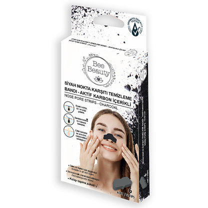 Bee Beauty Active Charcoal Blackhead Strips 6 Pack - Deep Cleansing