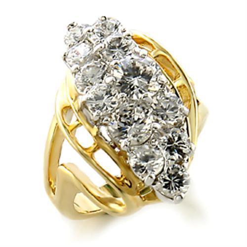 Gold+Rhodium Brass Ring with AAA Grade CZ in Clear