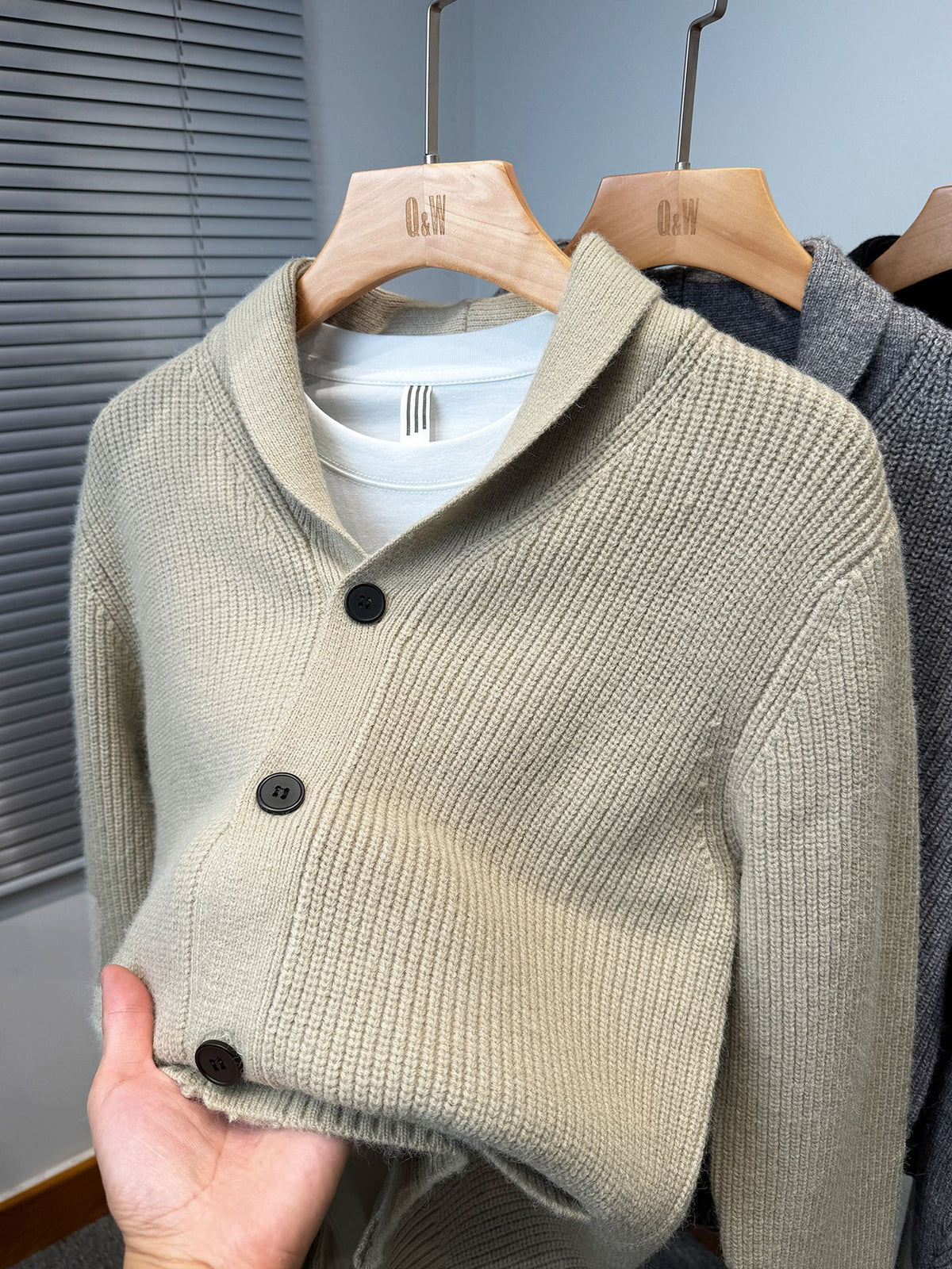 Men Baseball Collar Sweater Jacket Thick Korean Style Casual Cardigan