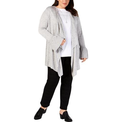 Style &amp; Co-Plus Ruffled-Sleeve Open-Front Cardigan