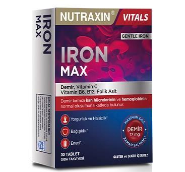 Nutraxin Iron Max: High Potency Iron Supplement for Deficiency &amp; Anemia - Boost Energy &amp; Red Blood Cell Production (30 Tablets)