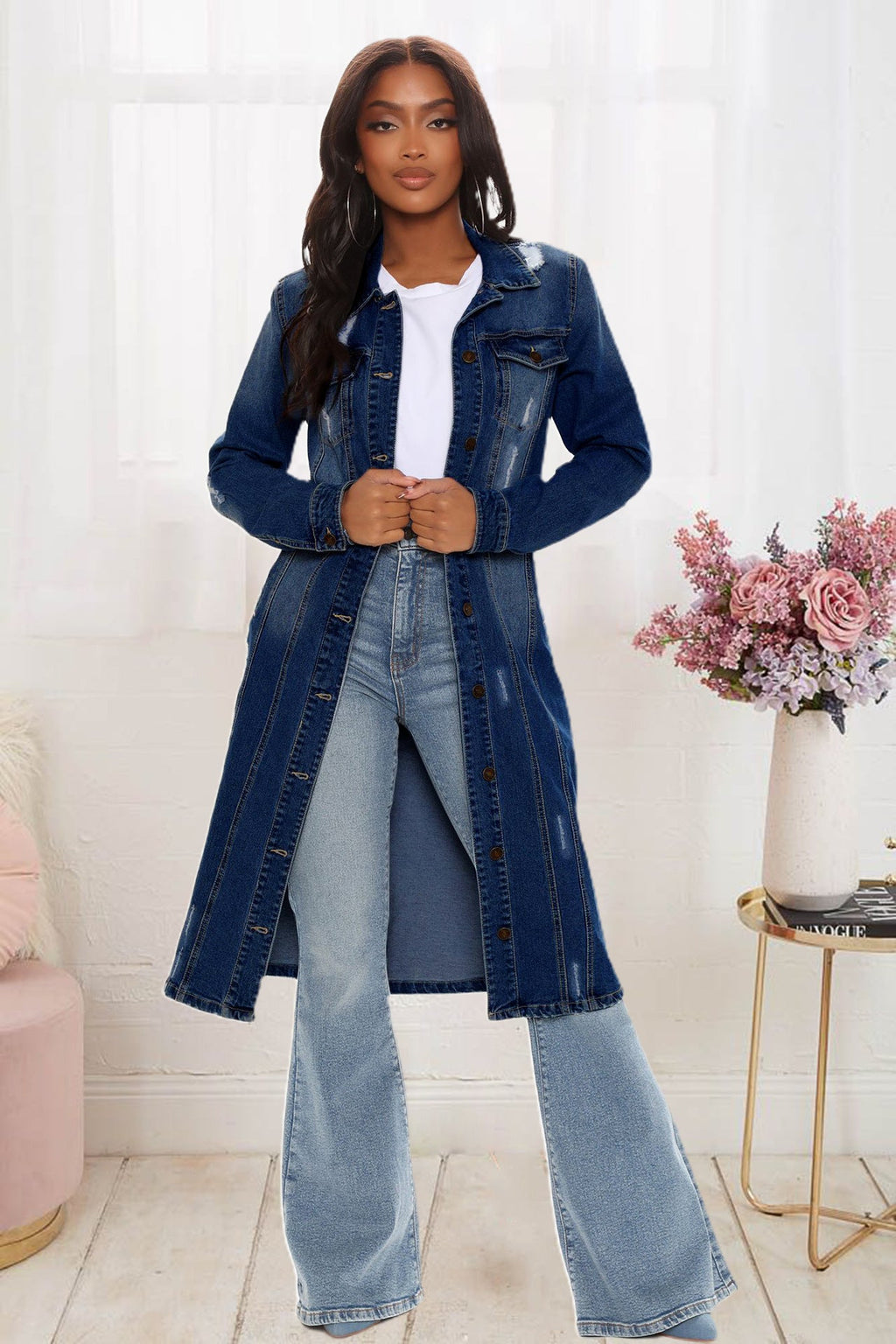 Denim Windbreaker Damen Frühling Vintage Jeansjacke