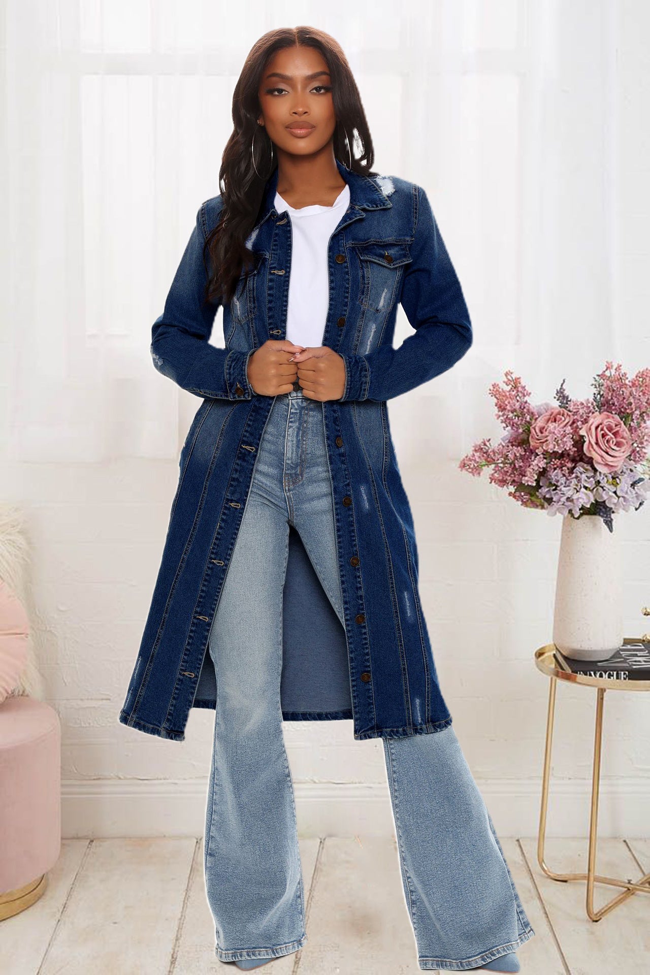 Denim Windbreaker Damen Frühling Vintage Jeansjacke
