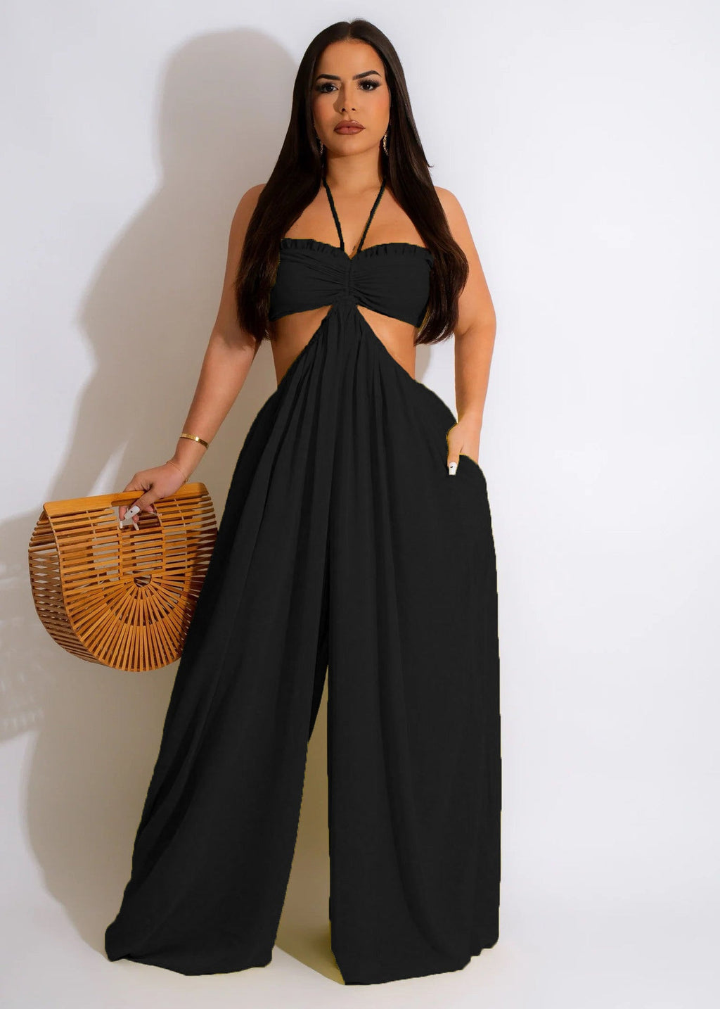 Damenbekleidung Frühling Sommer Einfarbig Sexy Lockerer Rückenfreier Overall