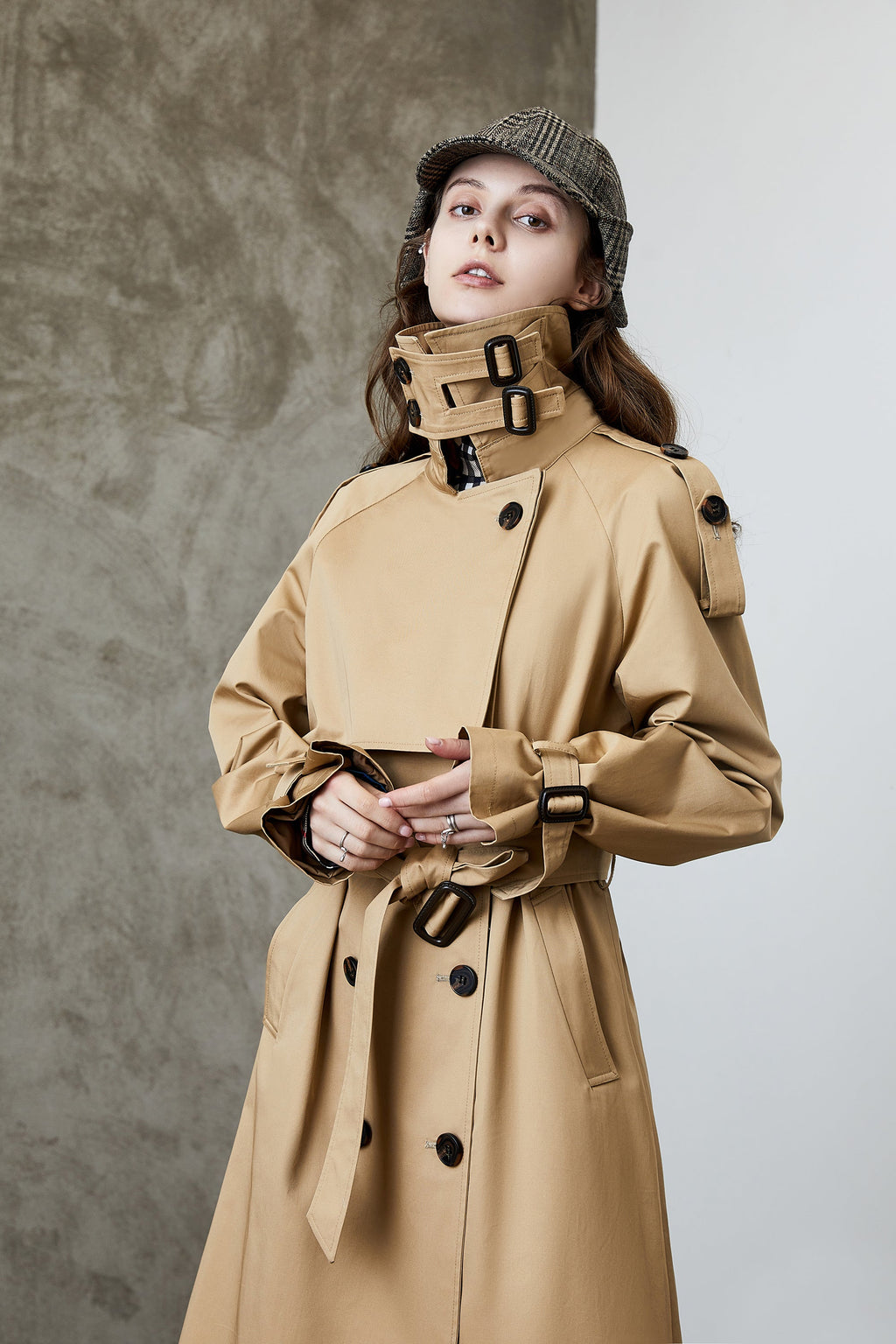 Element Overknee Long Trenchcoat Damen Beliebter Koreanischer Herbst Winter Taillierter Schlankheitsmantel
