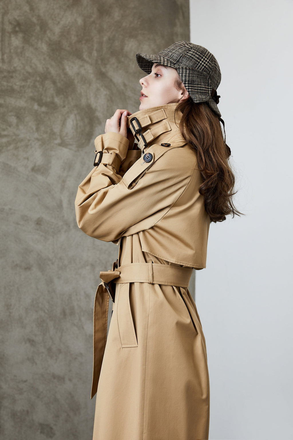 Element Overknee Long Trenchcoat Damen Beliebter Koreanischer Herbst Winter Taillierter Schlankheitsmantel