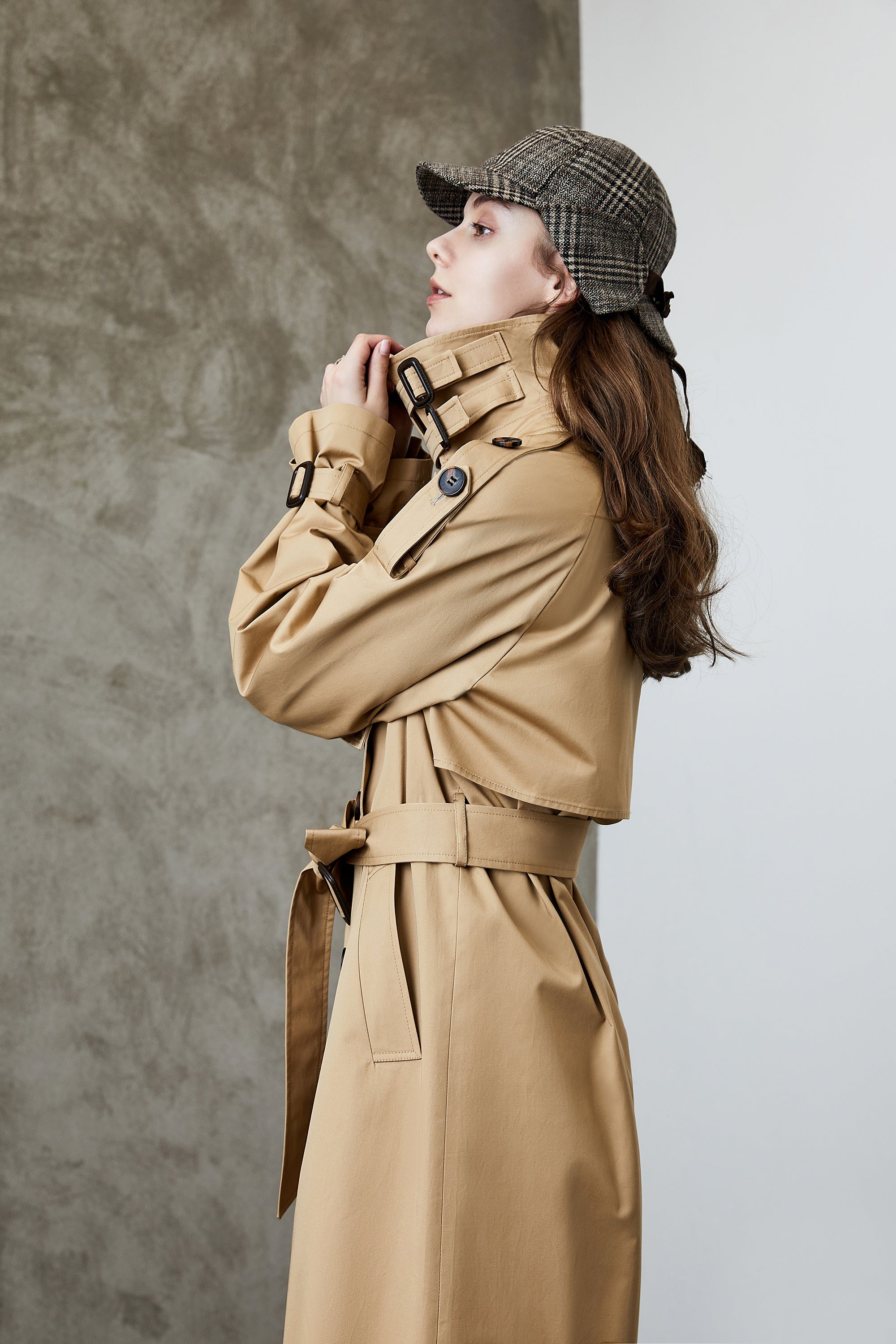 Element Overknee Long Trenchcoat Damen Beliebter Koreanischer Herbst Winter Taillierter Schlankheitsmantel