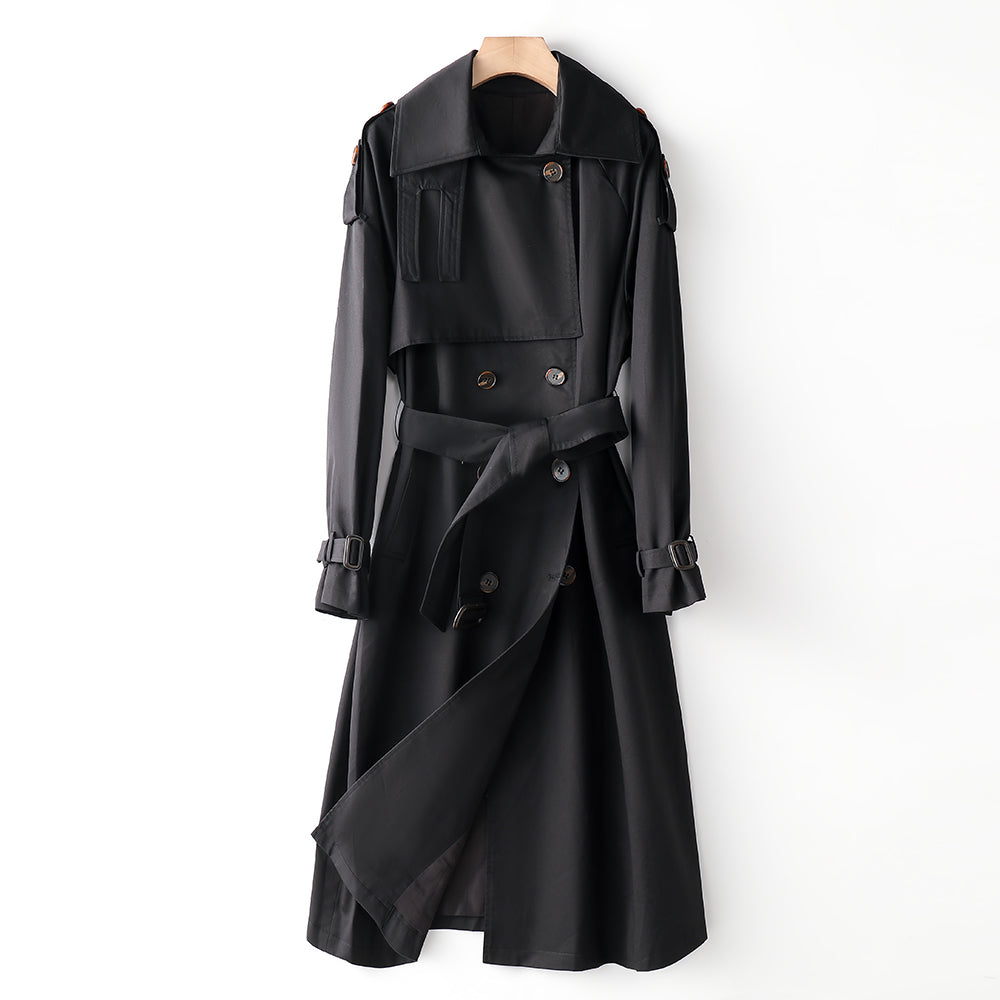 Element Overknee Long Trenchcoat Damen Beliebter Koreanischer Herbst Winter Taillierter Schlankheitsmantel