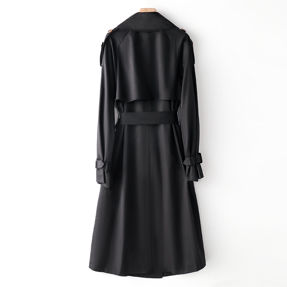 Element Overknee Long Trenchcoat Damen Beliebter Koreanischer Herbst Winter Taillierter Schlankheitsmantel