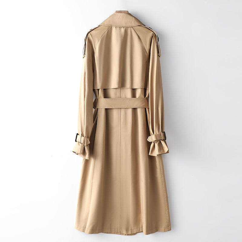 Element Overknee Long Trenchcoat Damen Beliebter Koreanischer Herbst Winter Taillierter Schlankheitsmantel