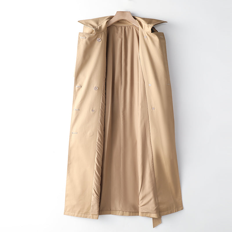 Element Overknee Long Trenchcoat Damen Beliebter Koreanischer Herbst Winter Taillierter Schlankheitsmantel