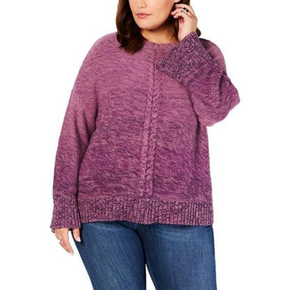 Style &amp; Co Plus Size Braided-Trim Marled Sweater