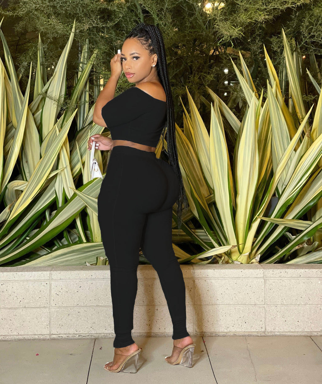 Women Clothing Summer Suit Sexy off the Shoulder Button Two Piece Pants