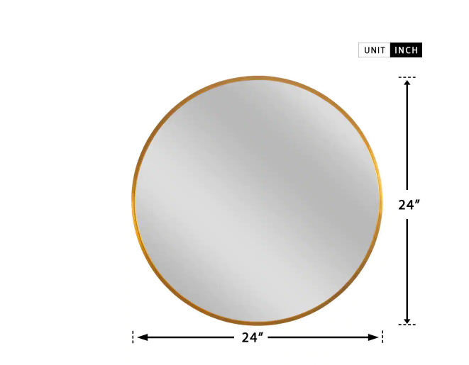 Neu-Type Medium Round Gold Shelves and Drawers Modern Mirror (24 In. H x 24 In.